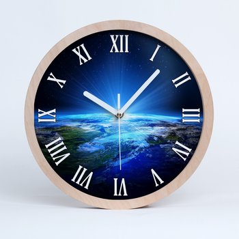Zegar drewniany okrągły planeta ziemia fi 30 cm, Tulup - Tulup