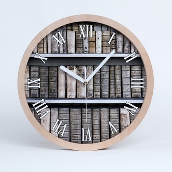 Zegar drewniany rzymski półka na książki fi 30 cm, Tulup - Tulup