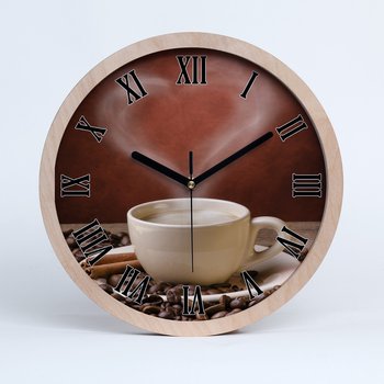 Zegar drewno na ścianę aromatyczna kawa fi 30 cm, Tulup - Tulup