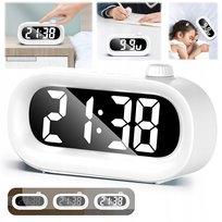 Zegar elektroniczny LED budzik timer temperatura data na baterie AAA USB