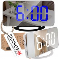 ZEGAR ELEKTRONICZNY LED BUDZIK ZEGAREK BIURKOWY STOJĄCY CZUJNIK ŚWIATŁA
