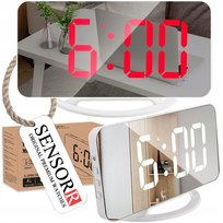 ZEGAR ELEKTRONICZNY LED BUDZIK ZEGAREK BIURKOWY STOJĄCY CZUJNIK ŚWIATŁA