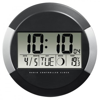 Zegar elektroniczny ścienny HAMA DCF PP-245, czarny, 24,5x2,6 cm - Hama