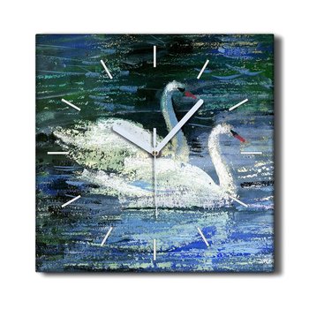 Zegar na płótnie 30x30 Jezioro ptaki łabędzie woda, Coloray - Coloray