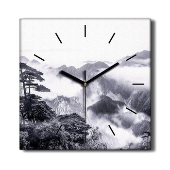 Zegar na płótnie do salonu Góry las mgła 30x30 cm, Coloray - Coloray