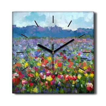 Zegar na płótnie do salonu Kwiaty natura 30x30 cm, Coloray - Coloray