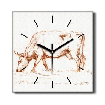 Zegar na płótnie ścienny loft Krowa szkic 30x30 cm, Coloray - Coloray