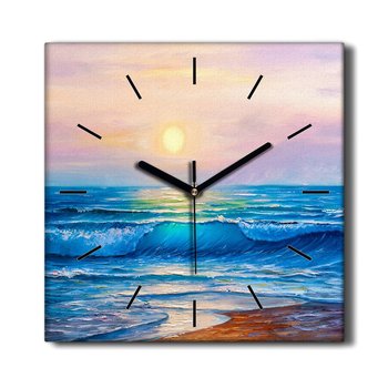 Zegar na płótnie Wybrzeże fale słońce niebo 30x30, Coloray - Coloray