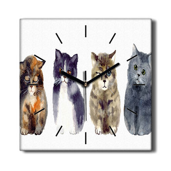 Zegar na płótnie Zwierzęta koty akwarela 30x30 cm, Coloray - Coloray