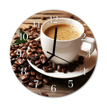 Zegar na szkle na ścianę Okrągły Kawa Płynący - Tulup