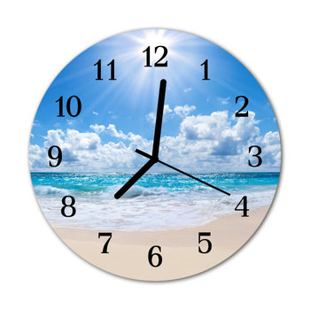 Zegar na szkle na ścianę Okrągły Morze Plaża - Tulup