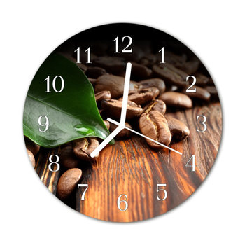 Zegar na szkle na ścianę Okrągły Ziarna kawy  - Tulup