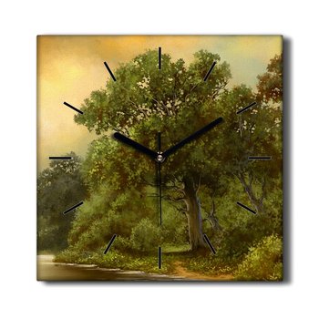 Zegar obraz na płótnie Las rzeka niebo 30x30 cm, Coloray - Coloray
