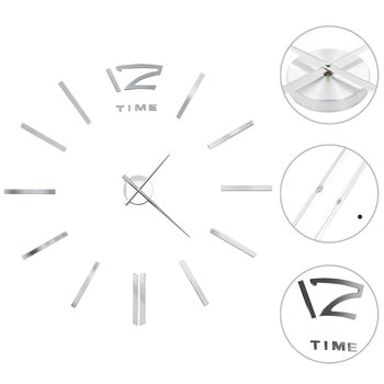 Zegar ścienny 3D, nowoczesny design, 100 cm, XXL, srebrny - vidaXL