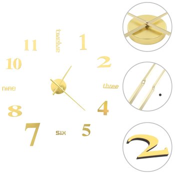 Zegar ścienny 3D, nowoczesny design, 100 cm, XXL, złoty - vidaXL