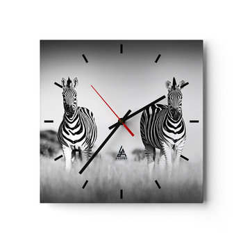 Zegar ścienny - A jednak świat jest czarno-biały - 40x40cm - Zwierzęta Zebra Czarno-Biały - Kwadratowy zegar ścienny - Nowoczeny Stylowy Zegar do salonu do kuchni - Cichy i Modny zegar - ARTTOR