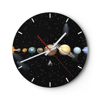Zegar ścienny - A planety szaleją, szaleją… - 40x40cm - Kosmos I Astronomia Układ Słoneczny Planety - Okrągły zegar ścienny - Nowoczeny Stylowy Zegar do salonu do kuchni - Cichy i Modny zegar - ARTTOR
