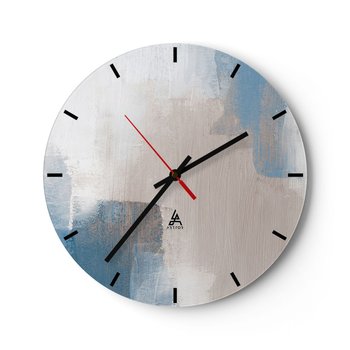 Zegar ścienny - Abstrakcja różowa za zasłoną błękitu - 40x40cm - Sztuka Współczesny Farby - Okrągły zegar ścienny - Nowoczeny Stylowy Zegar do salonu do kuchni - Cichy i Modny zegar - ARTTOR