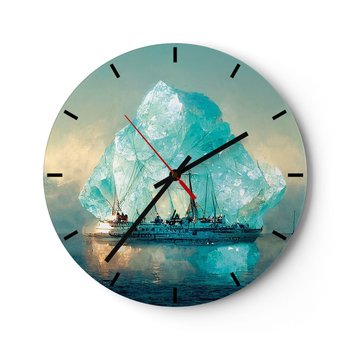 Zegar ścienny - Arktyczny brylant - 40x40cm - Góra Lodowa Statek Ocean - Okrągły zegar ścienny - Nowoczeny Stylowy Zegar do salonu do kuchni - Cichy i Modny zegar - ARTTOR