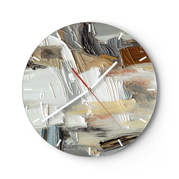Zegar ścienny - Barwne nawarstwienia - 40x40cm - Sztuka Farba Malarstwo - Okrągły zegar ścienny - Nowoczeny Stylowy Zegar do salonu do kuchni - Cichy i Modny zegar - ARTTOR