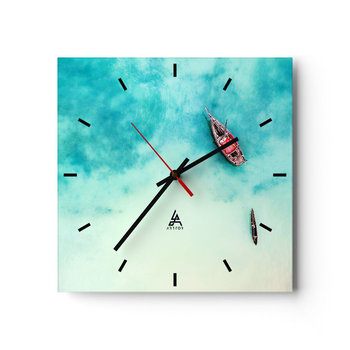 Zegar ścienny - Bo na plażach Zanzibaru, kiedy nadmiar wód… - 40x40cm - Krajobraz Zanzibar Ocean - Kwadratowy zegar ścienny - Nowoczeny Stylowy Zegar do salonu do kuchni - Cichy i Modny zegar - ARTTOR