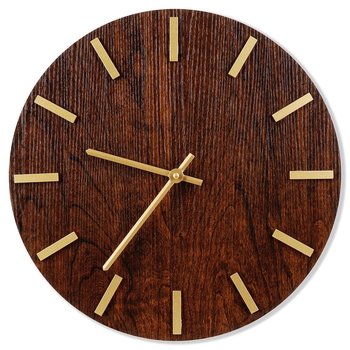 Zegar ścienny brązowy wiszący na ścianę dekoracyjny modny okrągły 40 cm - Vilde