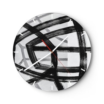 Zegar ścienny - Budowanie głębi - 40x40cm - Kreski Sztuka Nowoczesna - Okrągły zegar ścienny - Nowoczeny Stylowy Zegar do salonu do kuchni - Cichy i Modny zegar - ARTTOR