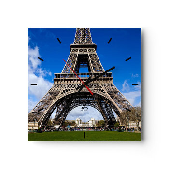Zegar ścienny - Cały Paryż u jej stóp - 40x40cm - Wieża Eiffla Paryż Architektura - Kwadratowy zegar ścienny - Nowoczeny Stylowy Zegar do salonu do kuchni - Cichy i Modny zegar - ARTTOR