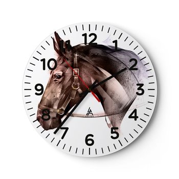Zegar ścienny - Co za wdzięk - 30x30cm - Zwierzęta Głowa Konia Koń - Okrągły zegar ścienny - Nowoczeny Stylowy Zegar do salonu do kuchni - Cichy i Modny zegar - ARTTOR