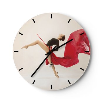 Zegar ścienny - Czerwone i czarne - 40x40cm - Baletnica Taniec Balet - Okrągły zegar ścienny - Nowoczeny Stylowy Zegar do salonu do kuchni - Cichy i Modny zegar - ARTTOR