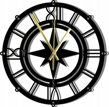 Zegar Ścienny Dekoracyjny kompas Róża Wiatrów 45 cm - DrewnianyDecor