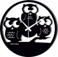 Zegar Ścienny Dekoracyjny Prezent Trzy sowy Sówki 45 cm
