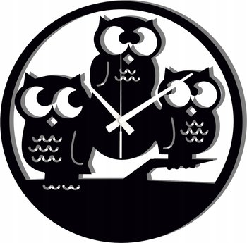 Zegar Ścienny Dekoracyjny Prezent Trzy sowy Sówki 45 cm - DrewnianyDecor