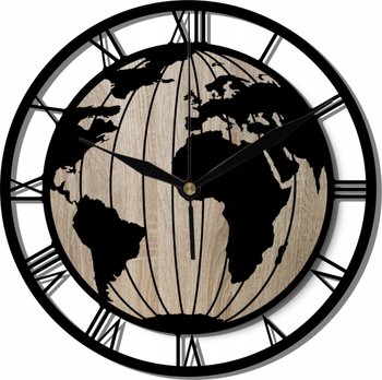 Zegar Ścienny Dekoracyjny z Mapą Świata Globus 35 cm - DrewnianyDecor