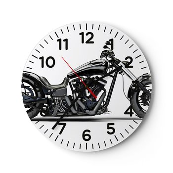 Zegar ścienny - Dla kochających wolność - 40x40cm - Motoryzacja Motocykl Chopper - Okrągły zegar szklany - Nowoczeny Stylowy Zegar do salonu do kuchni - Cichy i Modny zegar - ARTTOR