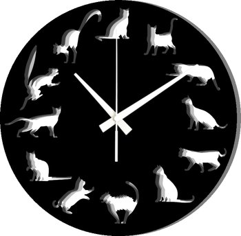 Zegar Ścienny dla Kociary Koty Kotki 45 cm - DrewnianyDecor