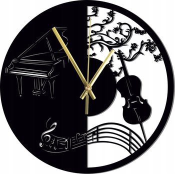 Zegar Ścienny dla Muzyka Drewniany Fortepian Kontrabas 45 cm - DrewnianyDecor