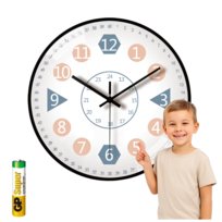 Zegar Ścienny do Nauki Godzin Czasu Dla Dzieci Cichy 25cm + Bateria Ecommerce Empire