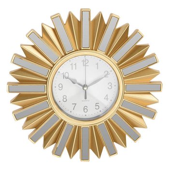 Zegar Ścienny Do Salonu Czytelny Słońce Złota Rama - H&S Decoration