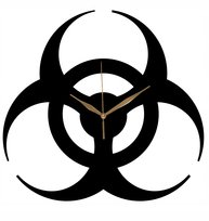 Zegar Ścienny Drewniany Biohazard Logo Ciekawy Wzór 35 cm