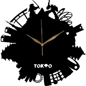 Zegar Ścienny Drewniany Dekoracyjny Tokio dla Podróżnika 35 cm - DrewnianyDecor