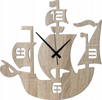 Zegar Ścienny Drewniany do Pokoju Dziecka Statek Piracki 45 cm - DrewnianyDecor