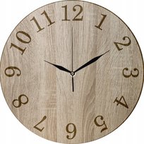 Zegar Ścienny Drewniany Grawerowane Liczby Klasyczny 35 cm