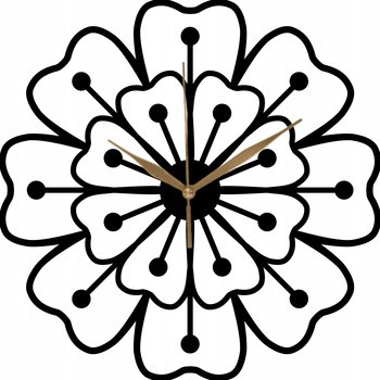 Zegar Ścienny Drewniany modny kwiecisty złote wskazówki elegancki 35 cm - DrewnianyDecor