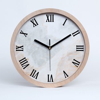 Zegar ścienny drewniany okrągły marmur fi 30 cm, Tulup - Tulup