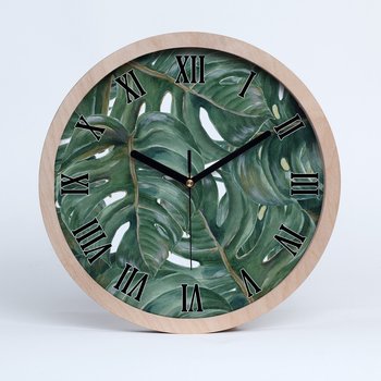 Zegar ścienny drewniany okrągły monstera fi 30 cm, Tulup - Tulup