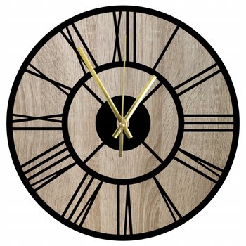 Zegar Ścienny Drewniany Okrągły Rzymski Styl Dąb Sonoma Prezent 45 cm - DrewnianyDecor