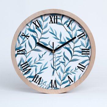 Zegar ścienny drewniany rzymski liście fi 30 cm, Tulup - Tulup