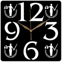 Zegar Ścienny Drewniany Temida Motyw Sprawiedliwości Różne Kolory 35 cm