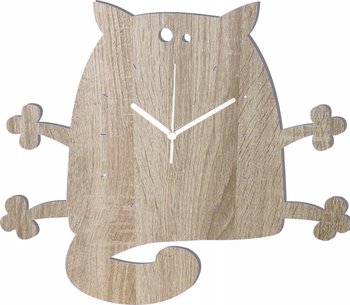 Zegar Ścienny Drewniany Zabawny Kotek Kot 35 cm - DrewnianyDecor